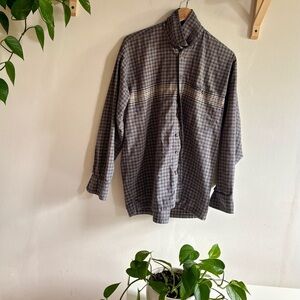 No Excess Plaid Cotton Button-Up (S)